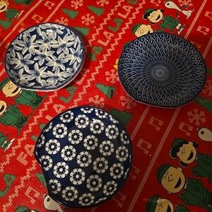 Blue Floral Ceramic Plates Set